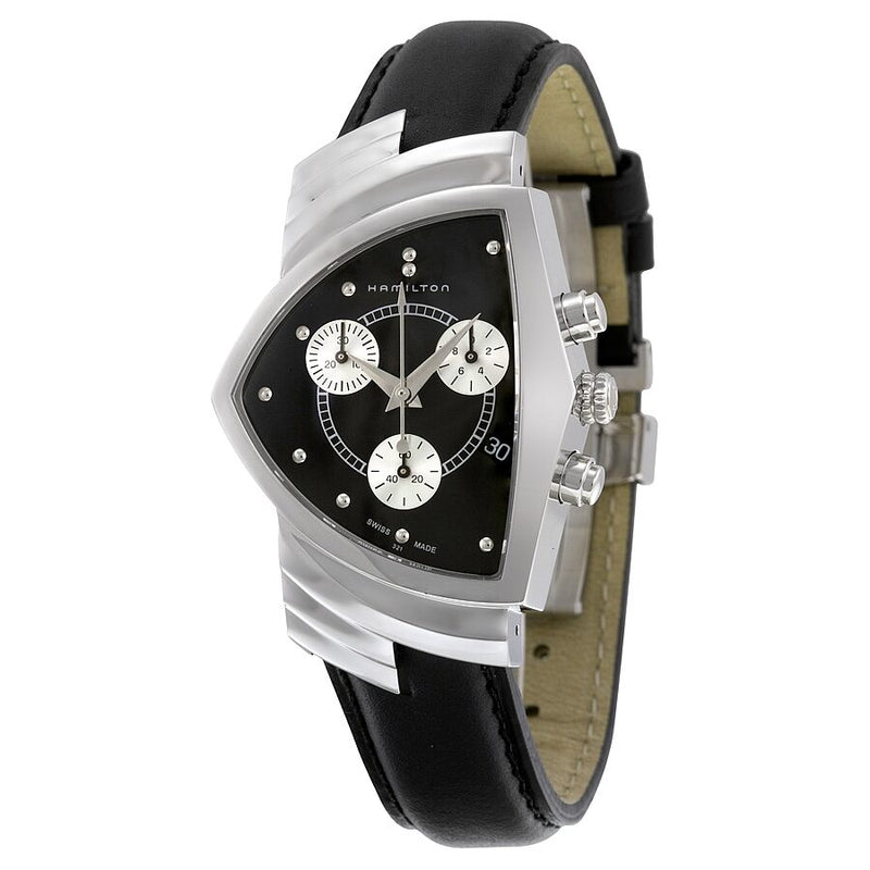 Hamilton Ventura Chrono Black Dial Shield Shaped Men's Watch #H24412732 - Watches of America