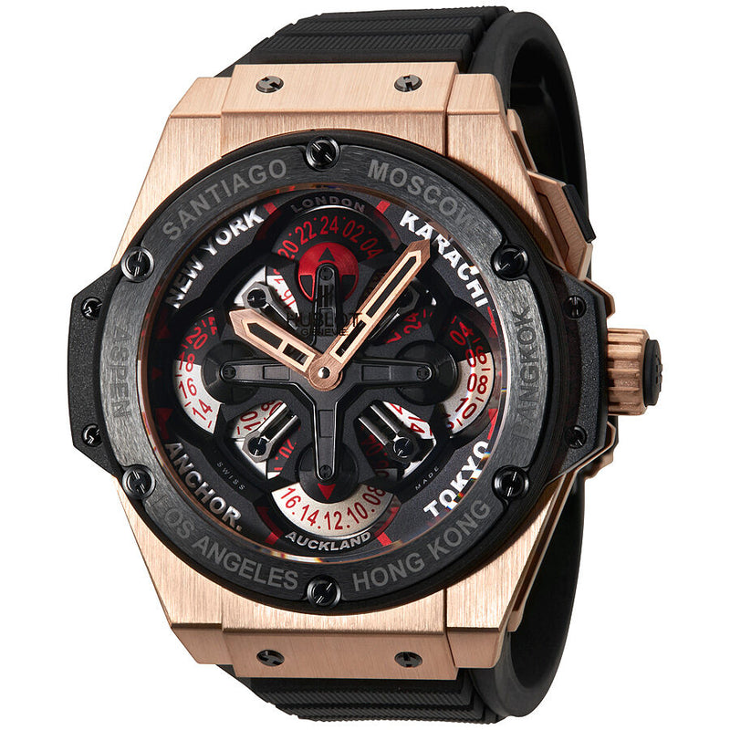 Hublot Big Bang King Power Unico GMT King Gold Black Rubber Men s