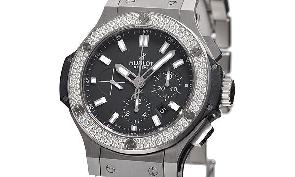 Hublot Big Bang Steel Black Dial Chronograph Diamond Bezel Men's Watch 301SX1170SX1104#301.SX.1170.SX.1104 - Watches of America