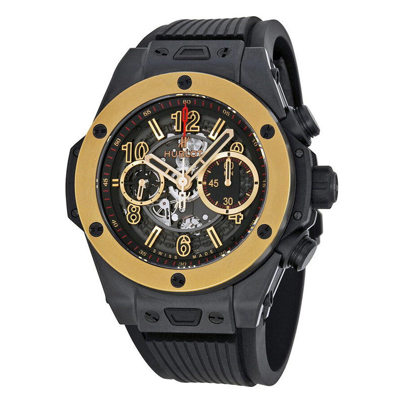 Hublot Big Bang Unico Magic Automatic Gold Skeleton Dial Black Rubber Men's Watch 411CM1138RX#411.cm.1138.rx - Watches of America