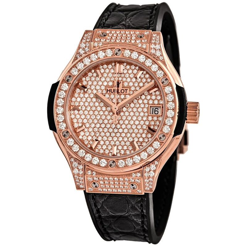 Hublot Classic Fusion 18kt Rose Gold Diamond Ladies Watch #581.OX.9010.LR.1704 - Watches of America