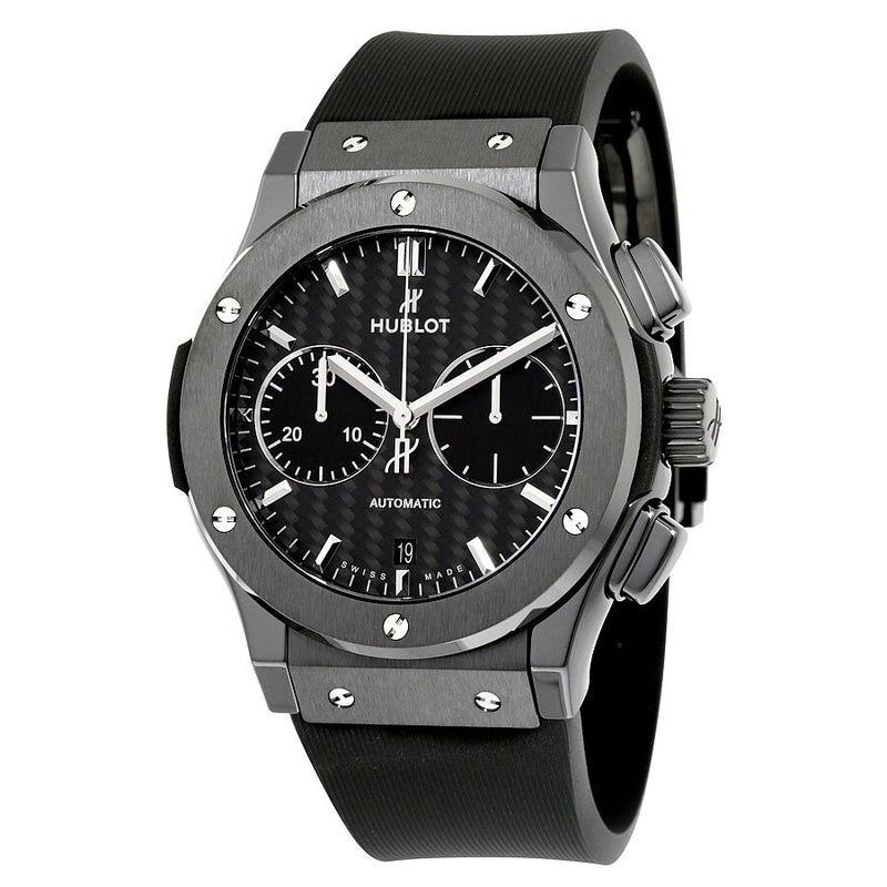 Hublot Classic Fusion Automatic Chronograph Black Magic Matt Carbon Fiber Dial Black Rubber Men's Watch #521.CM.1771.RX - Watches of America