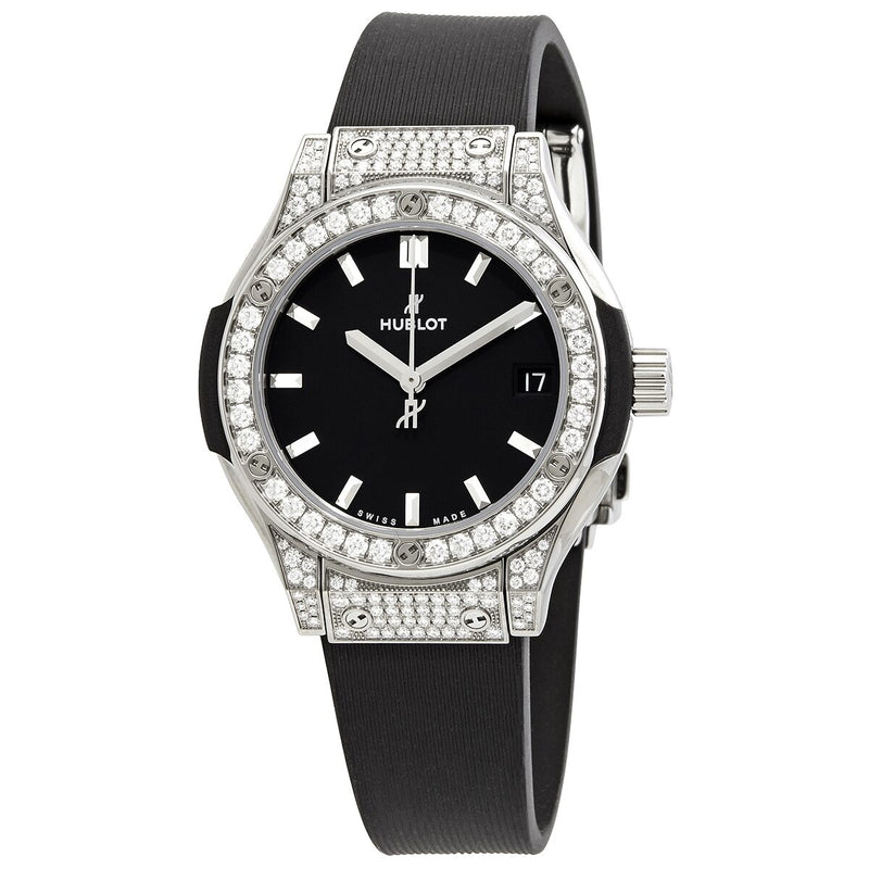 Hublot Classic Fusion Mat Black Dial Diamonds Ladies Watch #581.NX.1171.RX.1704 - Watches of America