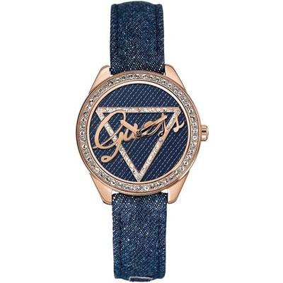 Guess Little Flirt Blue Dial Leather Strap Ladies Watch  W0456L6 - Watches of America