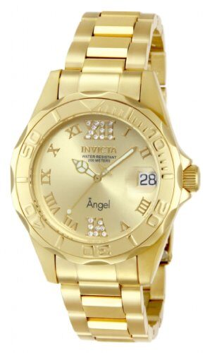 Invicta Angel Champagne Dial 18kt Gold Ion-plated Ladies Watch #14397 - Watches of America