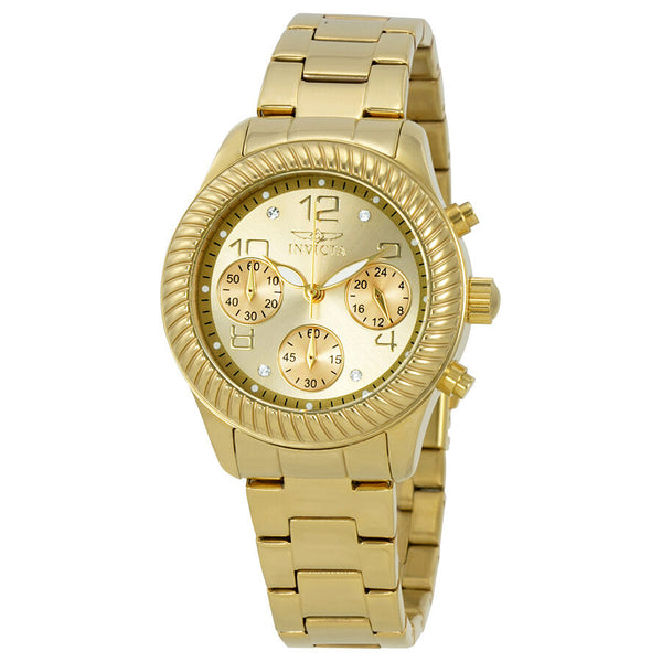 Invicta Angel Chronograph Champagne Dial Yellow Gold-plated Ladies Watch #20266 - Watches of America