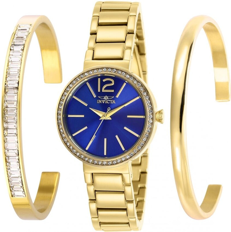 Invicta Angel Quartz Crystal Blue Dial Ladies Watch and Bangle Set #29270 - Watches of America