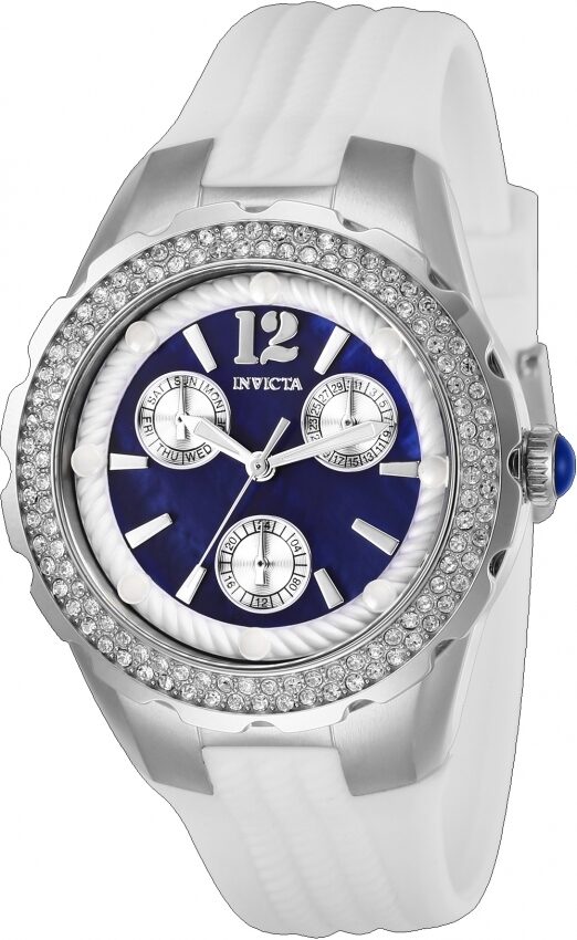 Invicta Angel Crystal Blue Dial White Silicone Ladies Watch #29085 - Watches of America