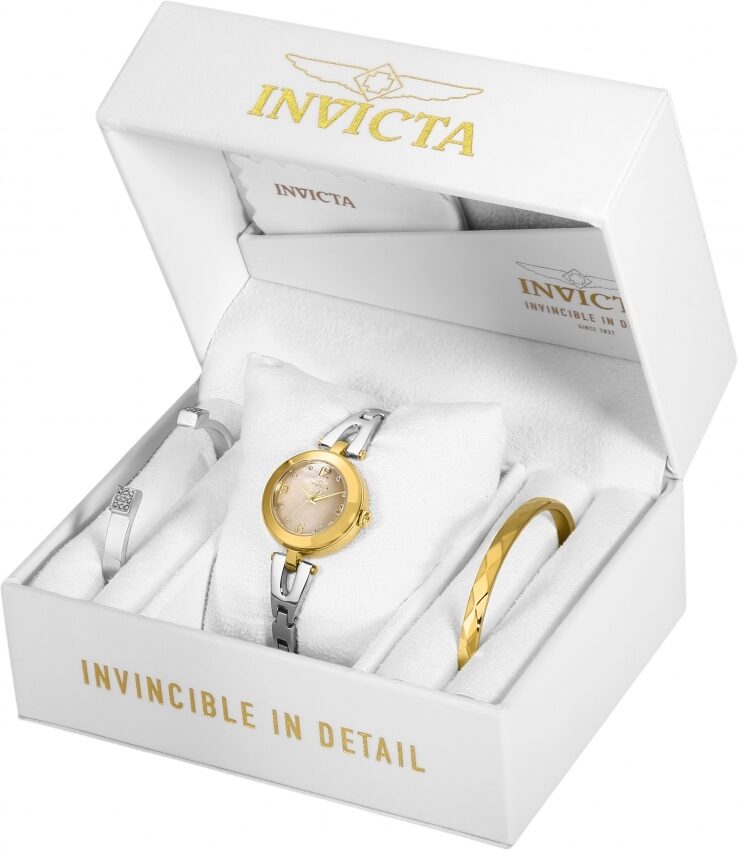Invicta Angel Quartz Crystal Gold Dial Ladies Watch and Bracelet Set #29337 - Watches of America #3