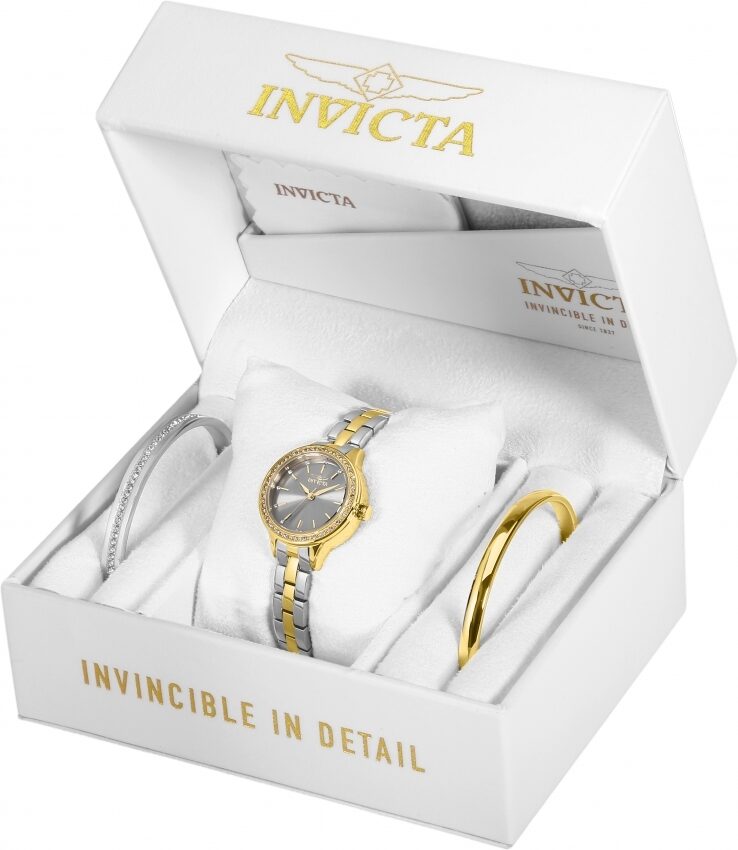 Invicta Angel Quartz Crystal Grey Dial Ladies Watch and Bracelet Set #29317 - Watches of America #3