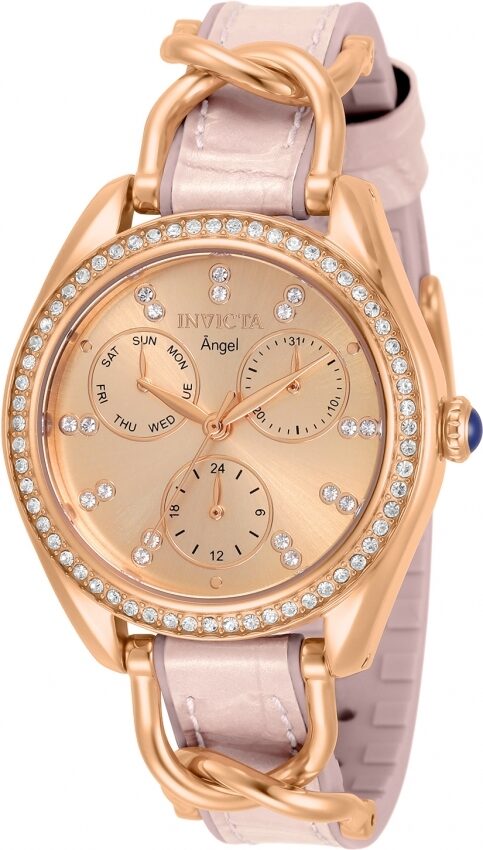 Invicta Angel Quartz Crystal Rose Dial Ladies Watch #31206 - Watches of America