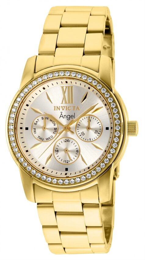 Invicta Angel Crystal Silver Dial Gold-tone Ladies Watch #28688 - Watches of America