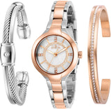 Invicta Angel Crystal White Dial Two-tone Ladies Watch and bangle Set #29329 - Watches of America