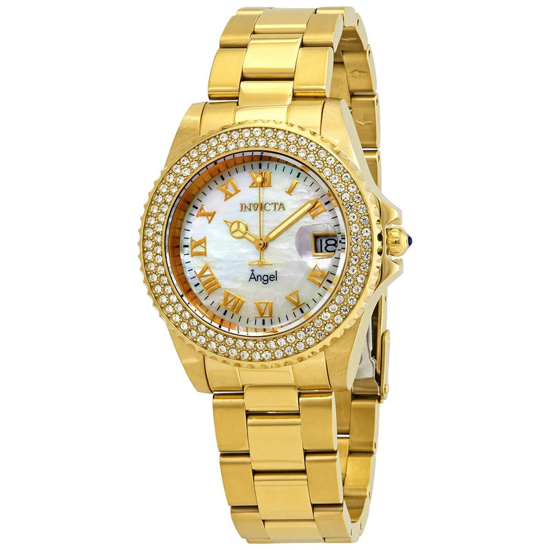 Invicta Angel Crystal White Mother of Pearl Dial Ladies Watch #22875 - Watches of America