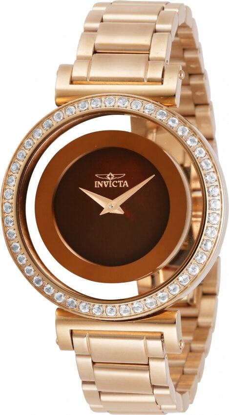 Invicta Angel Quartz Crystal Brown Dial Ladies Watch #28496 - Watches of America