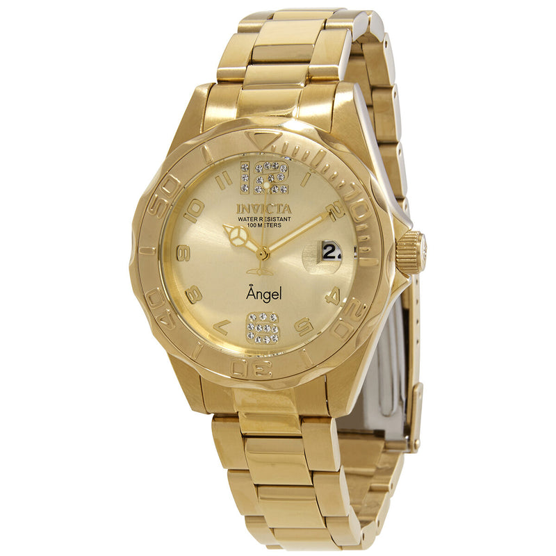 Invicta Angel Quartz Crystal Gold Dial Ladies Watch #28680 - Watches of America