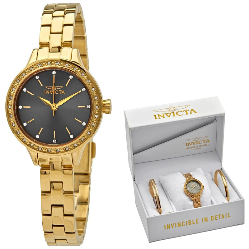 Invicta Angel Quartz Crystal Grey Dial Ladies Watch and Bracelet Set #29314 - Watches of America