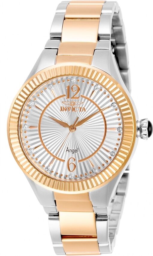 Invicta Angel Quartz Crystal Silver Dial Ladies Watch #28343 - Watches of America