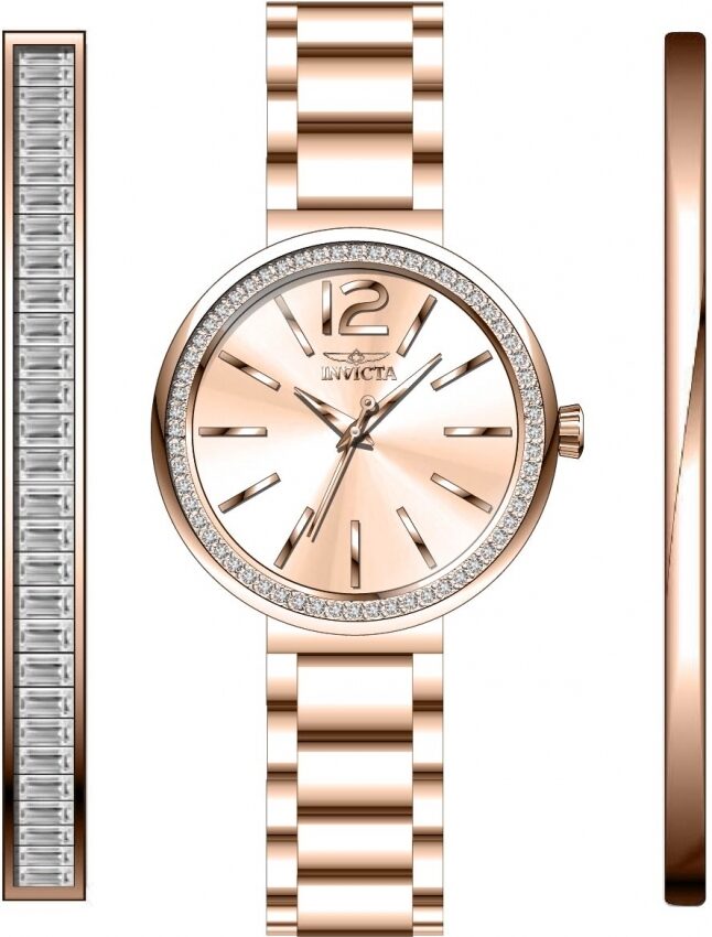 Invicta Angel Quartz Crystal Rose Gold Dial Ladies Watch #29272 - Watches of America