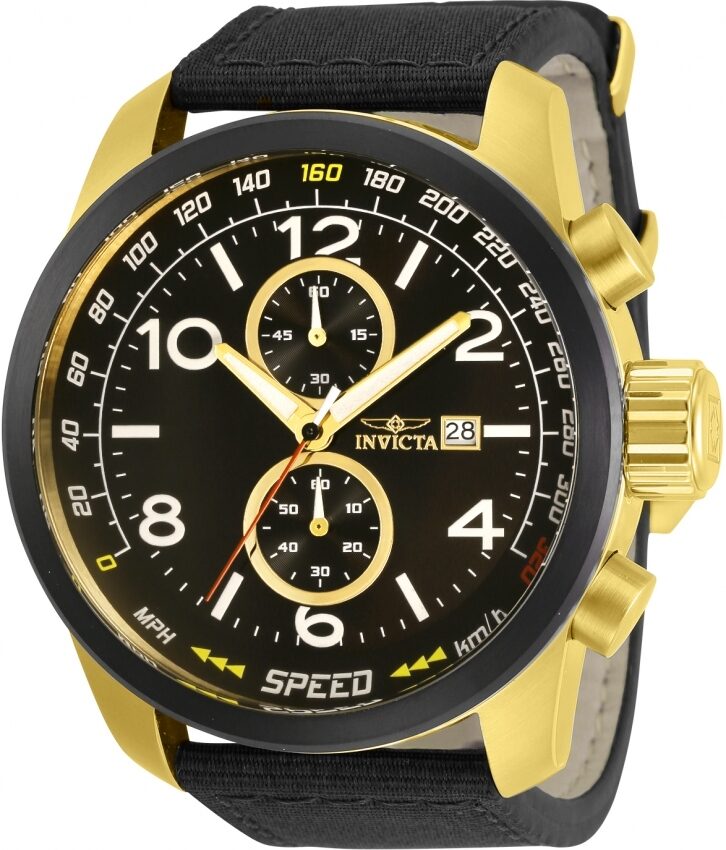 Invicta Aviator Chronograph Quartz Black Dial Men's Watch #30733 - Watches of America