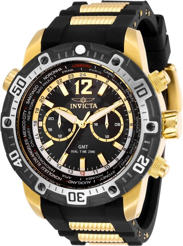 Invicta Aviator World Time Quartz Black Dial Men's Watch #29919 - Watches of America