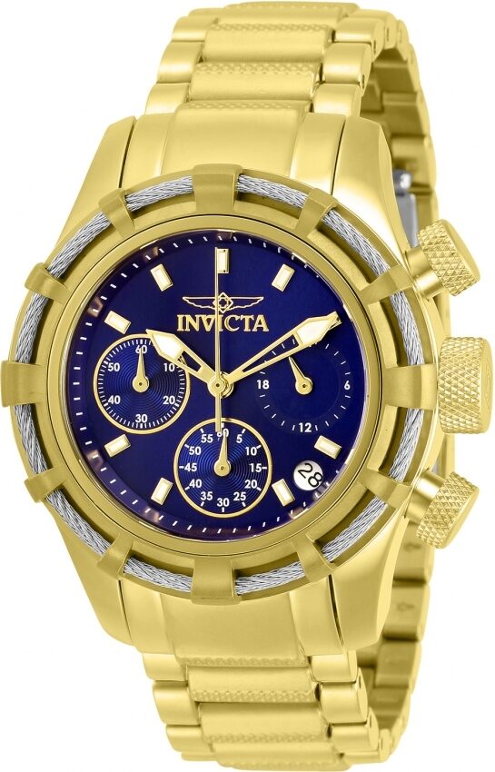 Invicta Bolt Chronograph Blue Dial Yellow Gold-tone Ladies Watch #30474 - Watches of America