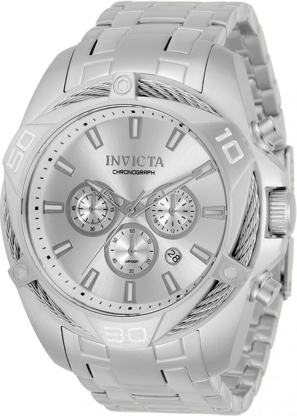 Invicta Bolt Chronograph Quartz Silver Dial Men's Watch #34117 - Watches of America