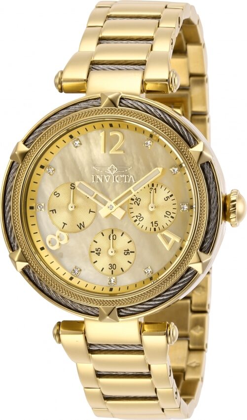 Invicta Bolt Quartz Crystal Gold Dial Ladies Watch #29134 - Watches of America