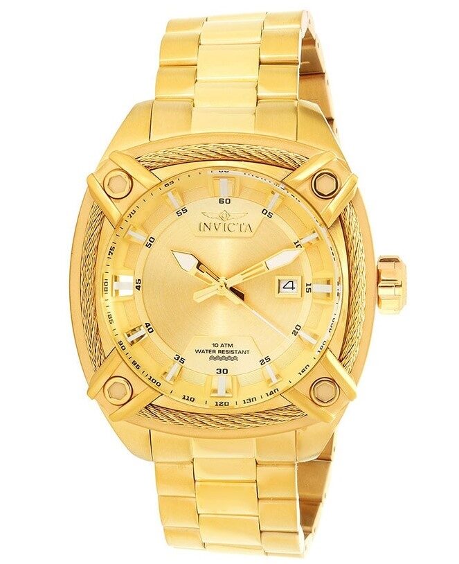 Invicta Bolt Quartz Gold Dial Cable Bezel Men's Watch #31385 - Watches of America