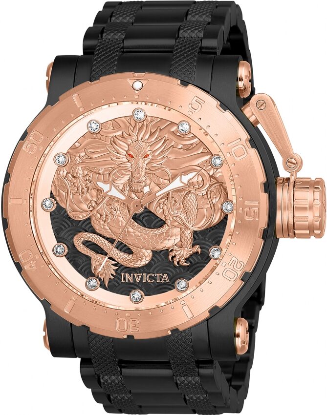 Invicta Coalition Forces Dragon Automatic Crystal Rose Gold Dial Men's Watch #26514 - Watches of America