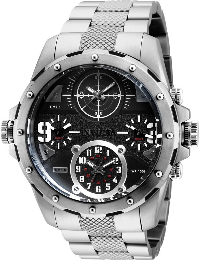 Invicta Coalition Forces Quartz Black Four Time Zone Dial Men's Watch #31146 - Watches of America