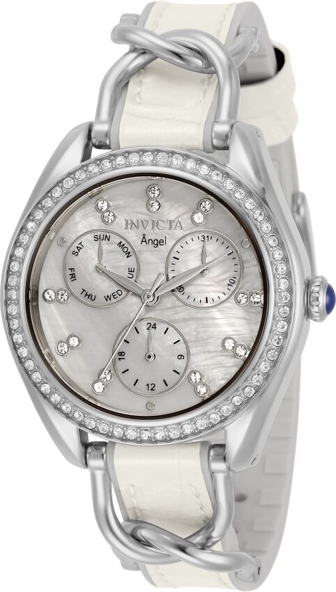 Invicta Angel Quartz Crystal White Dial Ladies Watch #31205 - Watches of America