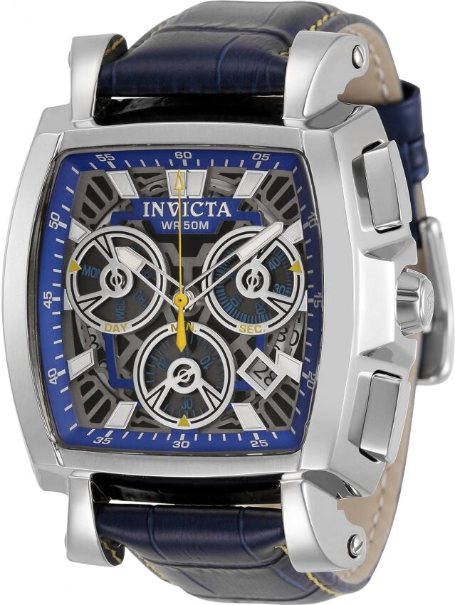 Invicta Cuadro Chronograph Quartz Blue Skeleton Dial Men's Watch #32162 - Watches of America