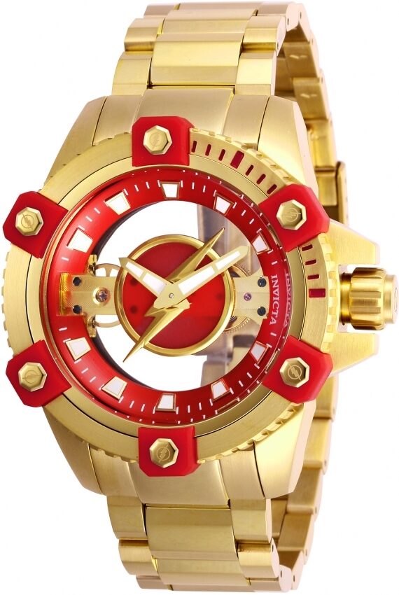 Invicta DC Comics Flash Red Dial Yellow Gold-tone Men's Watch #26843 - Watches of America