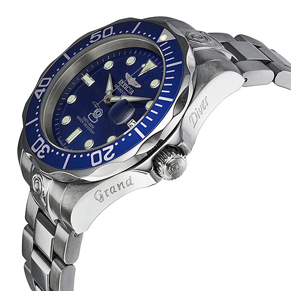 Invicta Grand Diver Reloj de hombre de acero inoxidable con esfera azul 3045 Watches of America