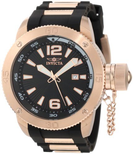 Invicta I-Force Black Dial Black Polyurethane with Rose Gold-plated Men's Watch #12965 - Watches of America