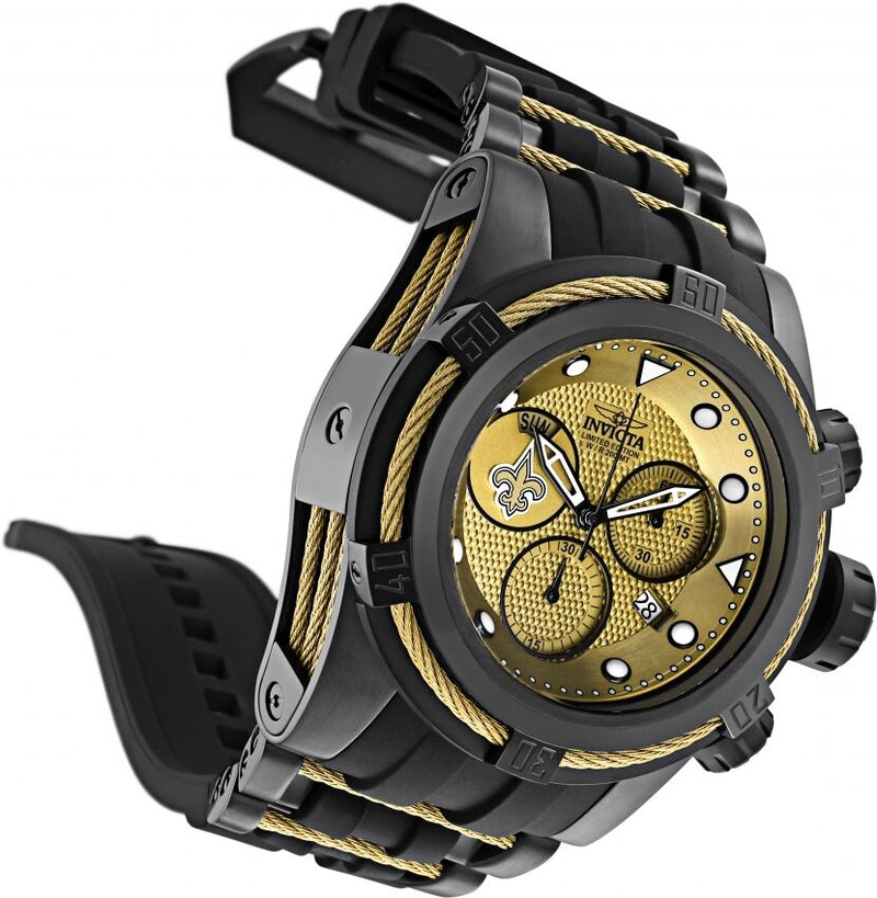 Invicta NFL New Orleans Saints Chronograph Quartz Gold Dial Men's Watch #30244 - Watches of America #2