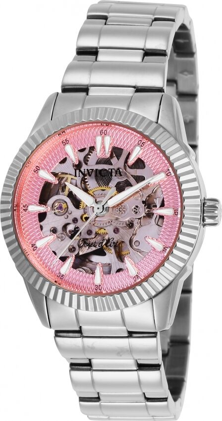Invicta Objet D Art Automatic Pink Skeleton Dial Ladies Watch #26360 - Watches of America