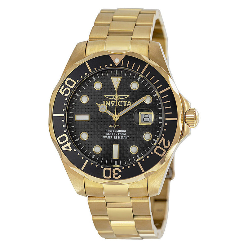 Invicta Pro Diver Black Dial Yellow Gold Ion plated Men s Watch 14356 Watches of America