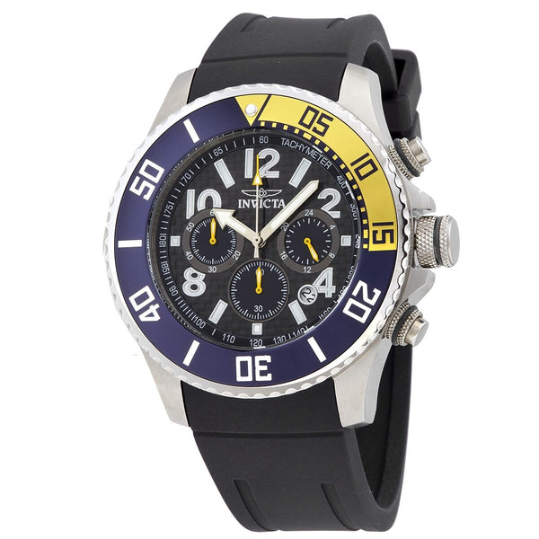 Invicta Pro Diver Black Carbon Fiber Dial Black Polyurethane Men's Watch #13728 - Watches of America