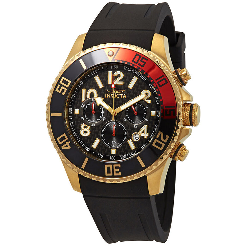 Invicta Pro Diver Black Carbon Fiber Dial Black Polyurethane Men's Watch #13729 - Watches of America