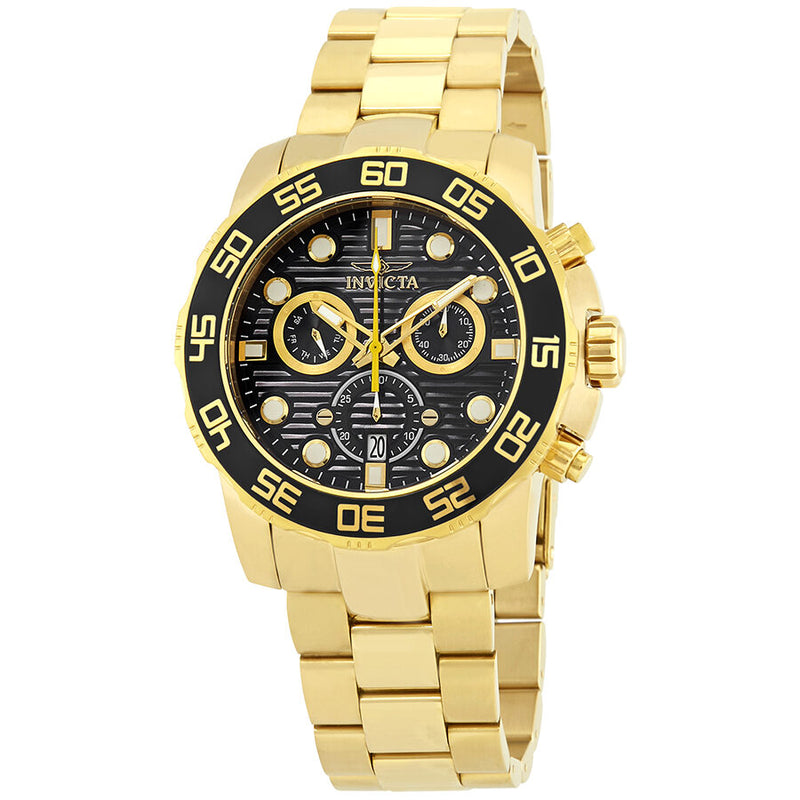 Invicta Pro Diver Black Dial Yellow Gold-plated Men's Watch #21555 - Watches of America