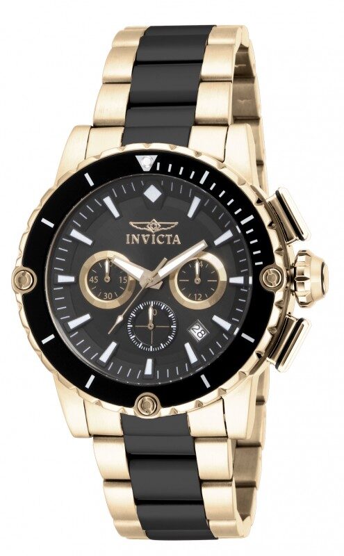 Invicta Pro Diver Chronograph Black Dial Two-tone Men's Watch #15402 - Watches of America