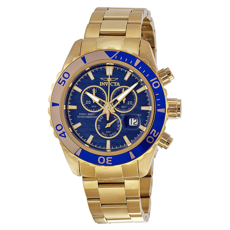 Invicta Pro Diver Chronograph Blue Dial Gold Ion plated Men s Watch 14 Watches of America