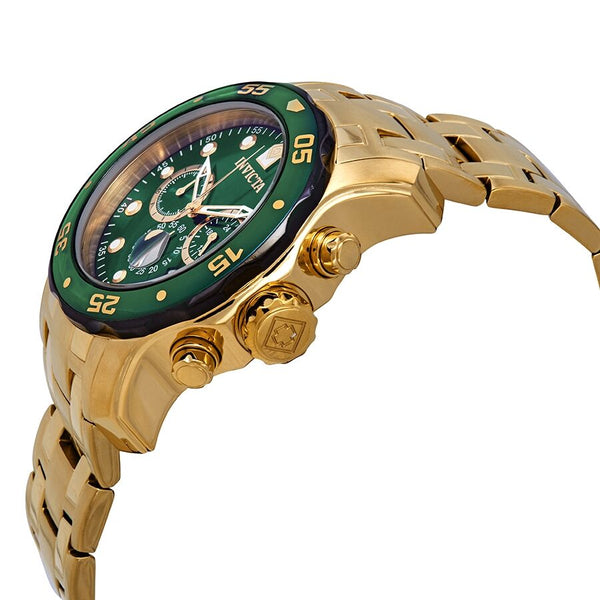 Invicta Pro Diver Chronograph Green Dial 18kt Gold-plated Men's Watch #80072 - Watches of America #2