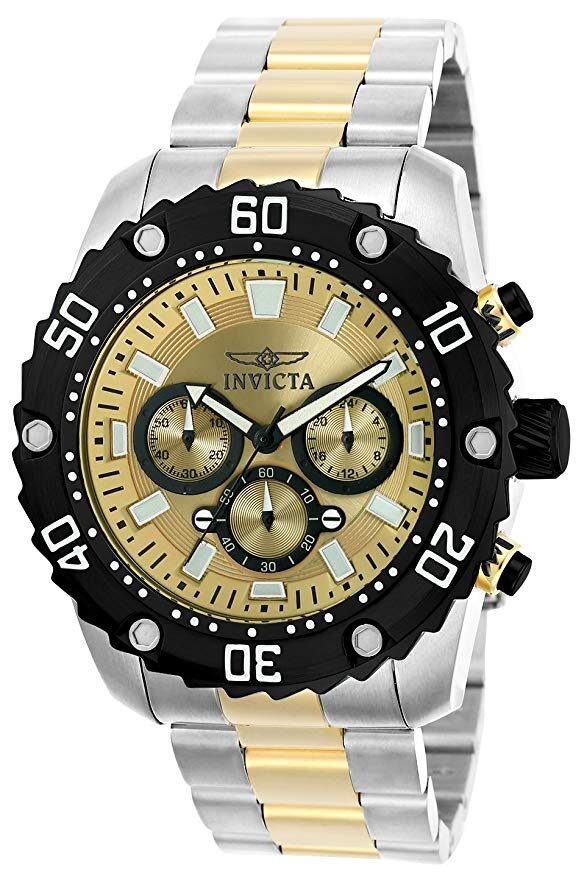 Invicta Pro Diver Chronograph Quartz Gold Dial Men's Watch #22519 - Watches of America