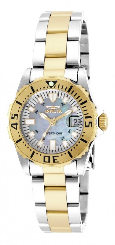 Invicta Pro Diver Platinum Mother of Pearl Dial Two-tone Ladies Watch #17383 - Watches of America