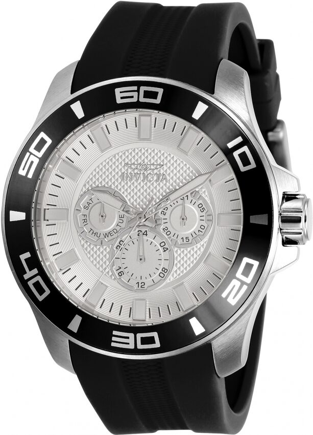 Invicta Pro Diver Quartz Silver Dial Black Silicone Men's Watch #30950 - Watches of America