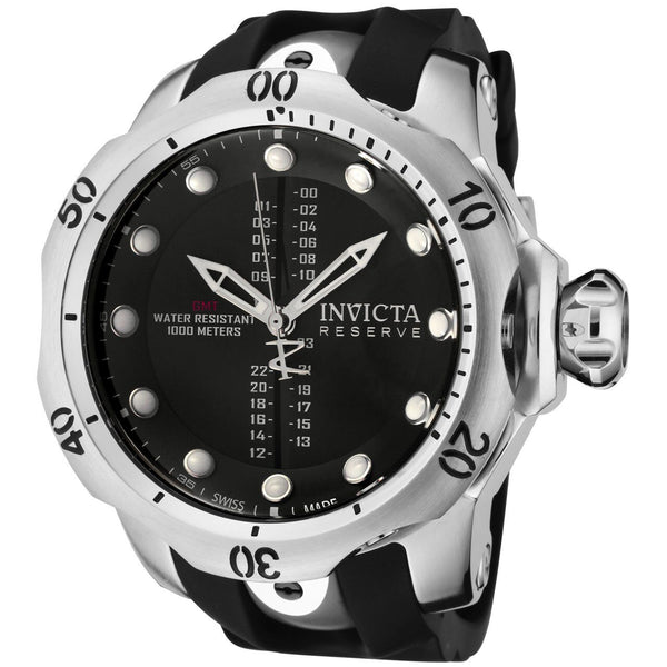 Invicta Reserve Venom GMT Black Dial Black Rubber Men's Watch #0804 - Watches of America