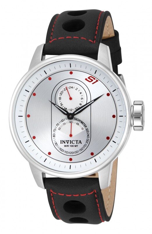 Invicta S1 Rally Silver Dial Black Leather Men's Watch #16019 - Watches of America